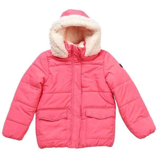Girls (7-16) Kensie Girl Solid Sherpa Hooded Puffer Coat - image 