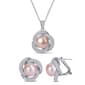 Gemstone Classics&#40;tm&#41; 2 1/3kt. Cubic Zirconia Halo Pearl Pendant Set - image 1