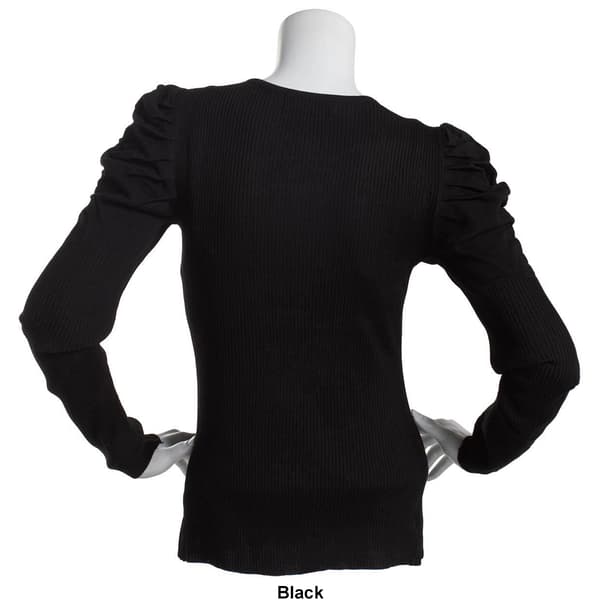 Juniors No Comment Ruched Scoop Neck Pullover Sweater