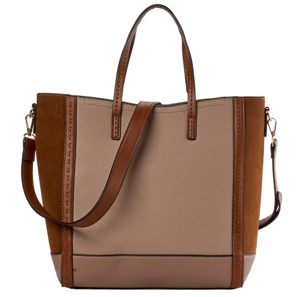 Adrienne Vittadini Pebble Leather and Suede Tote