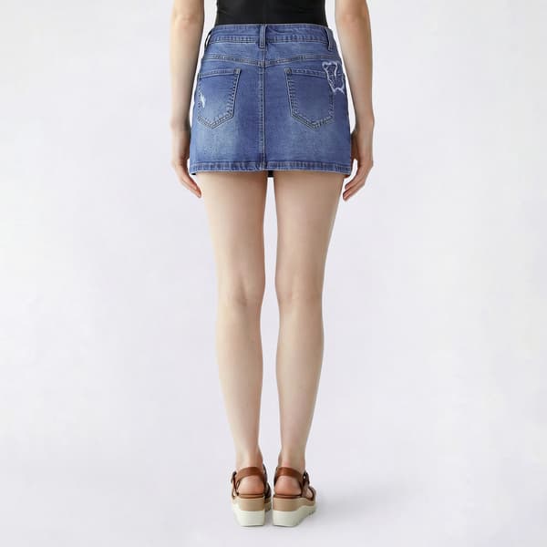 Juniors No Comment Low Rise NYC Applique Skort - Baby Blue