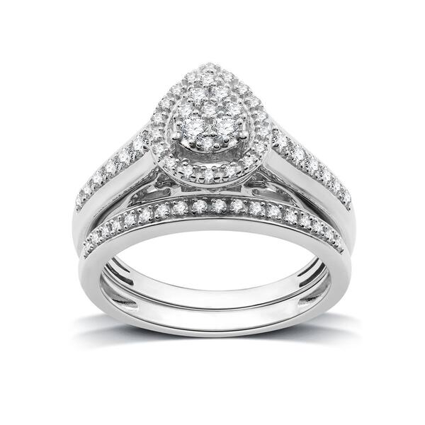 Loveblooms&#40;tm&#41; Sterling Silver 1/2cttw. Diamond Pear Bridal Set - image 