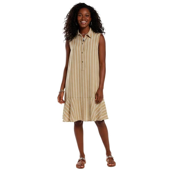 Womens Emma & Michele Sleeveless Stripe Ruffle Hem Shift Dress - image 