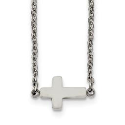 Gold Classics(tm) Sideways Steel Cross Necklace