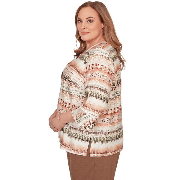 Plus Size Alfred Dunner Spice Market 3/4 Flounce Sleeve Blouse