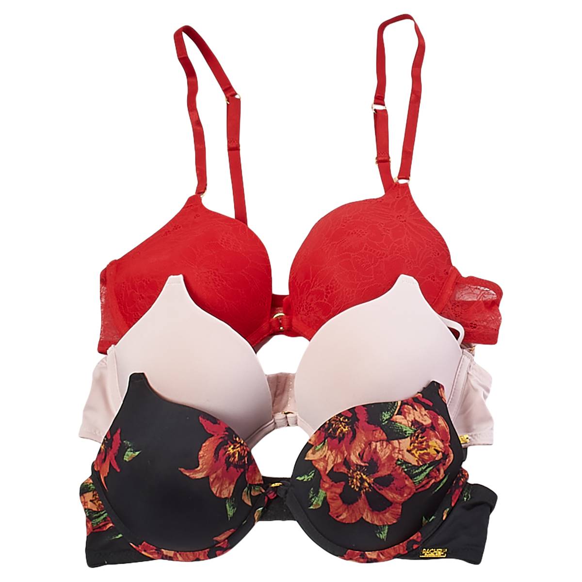 Open Video Modal for Womens Rachel Roy 3pk. Shiny Slight Push-Up Micro Bra RR113-3PK