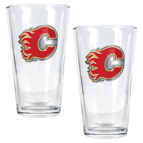 NHL Calgary Flames 2pc. Pint Ale Glass Set