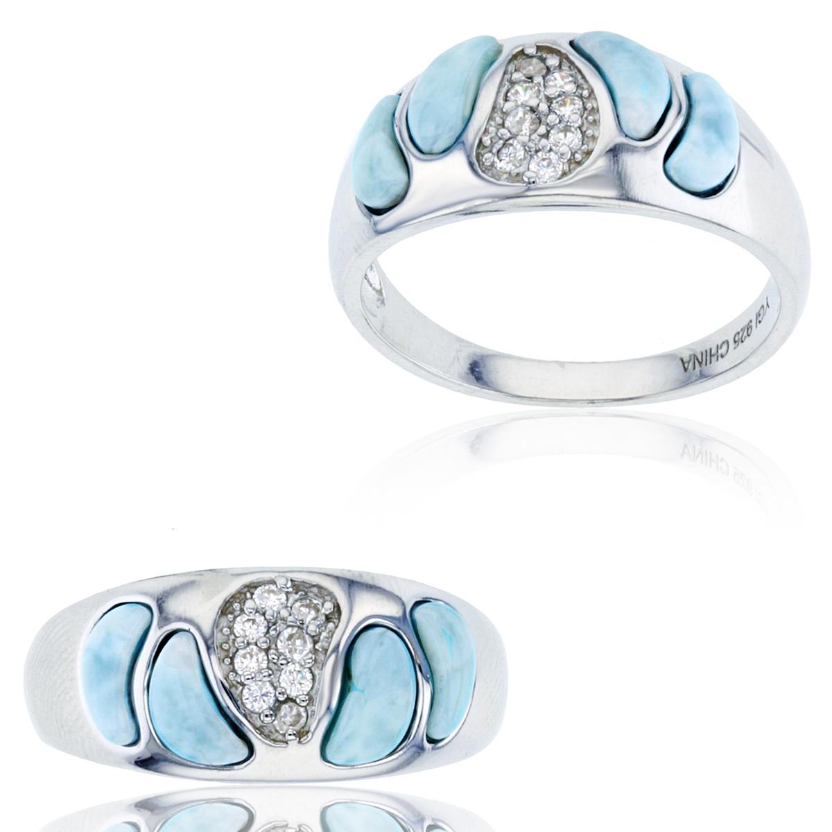 Gemstone Classics™ Silver & Larimar Mosaic Ring