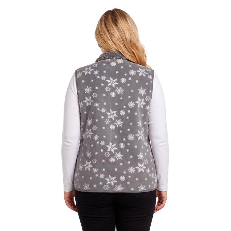 Plus Size Hasting & Smith Snowflakes Vest with Sherpa Trim