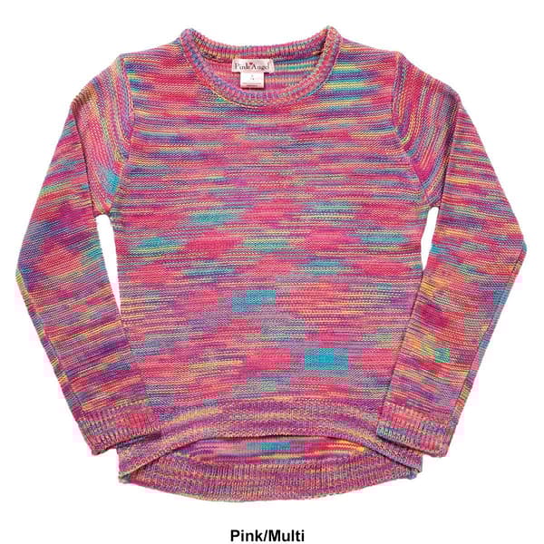 Girls (7-16) Pink Angel&#8482; Multi Color Space Dye Sweater