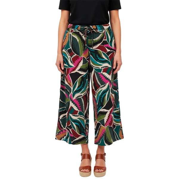 Womens Robert Louis Wide Leg Abstract Tie Waist Leaf Pants