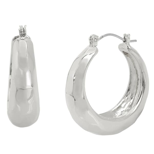 Steve Madden Silver-Tone Disco Hoop Earrings