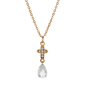 Symbols of Faith Gold-Tone Crystal Cross Briolette Drop Necklace - image 1