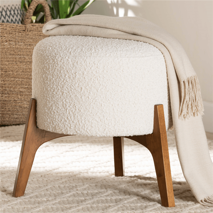 Baxton Studio Elkie Japandi Wood Ottoman Footstool