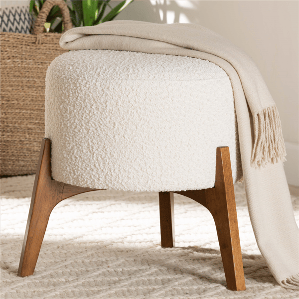 Baxton Studio Elkie Japandi Wood Ottoman Footstool