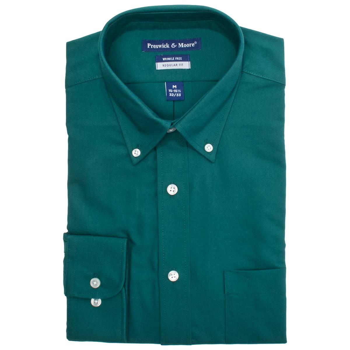 Mens Preswick & Moore(R) Regular Fit Oxford Dress Shirt - Pacific