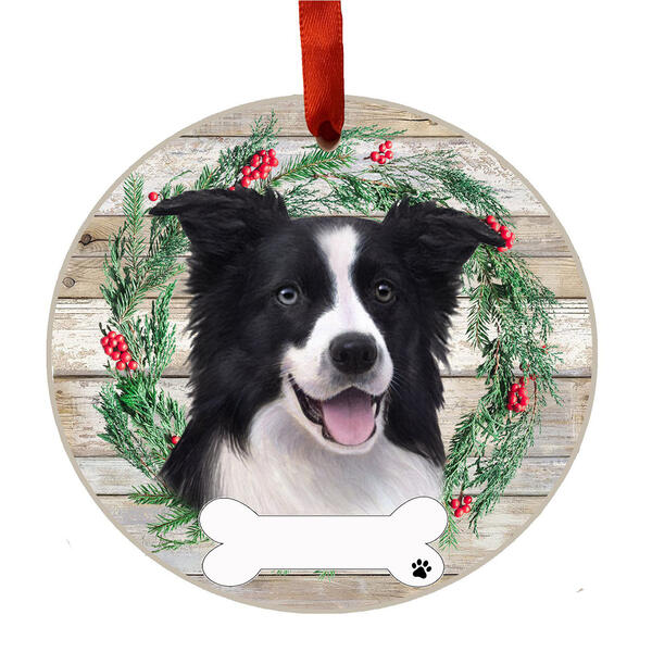 E&S Pets Border Collie Wreath Ornament - image 