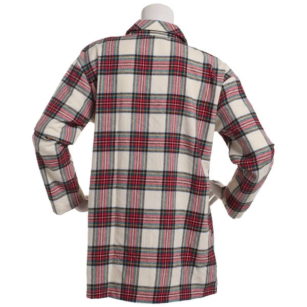 Womens NY Collection Plaid Patch Pockets Button Down - Cream Red