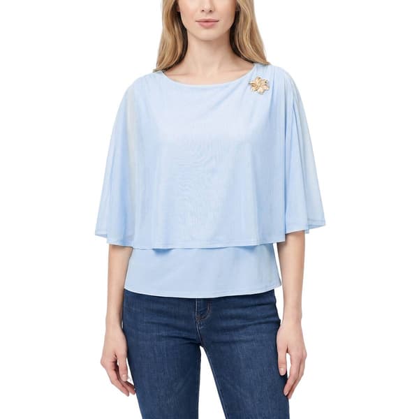 Womens NY Collection Long Sleeve Mesh Popover Solid With Hardware - image 