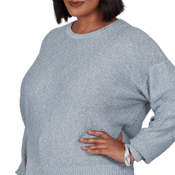 Plus Size Emaline Lavender Revelry Long Sleeve Sequin Sweater