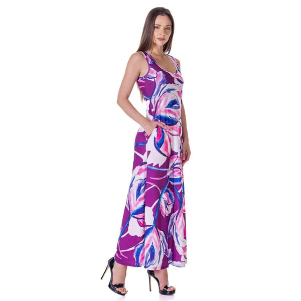 Womens 24/7 Comfort Apparel Floral Shift Maxi Dress