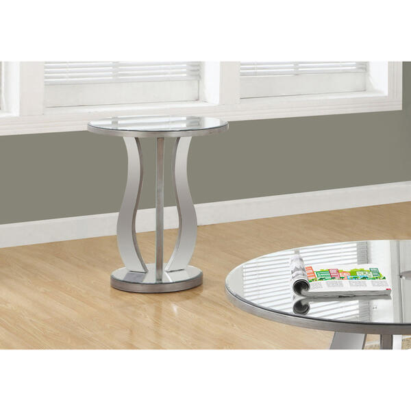 Monarch Specialties Round Mirrored End Table - image 