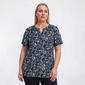 Plus Size Napa Valley Short Sleeve Floral Split Neck Blouse - image 1