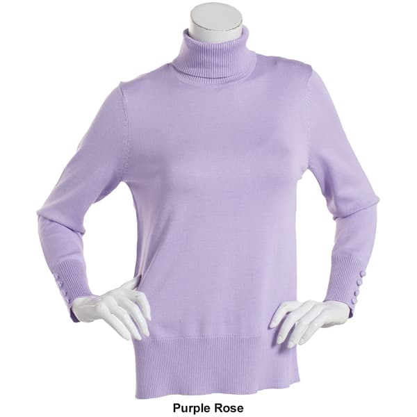 Womens Retrology Long Button Sleeve Turtleneck Sweater
