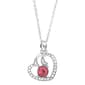 Athra Silver Plated Pink Crystal Heart Pendant Necklace - image 1