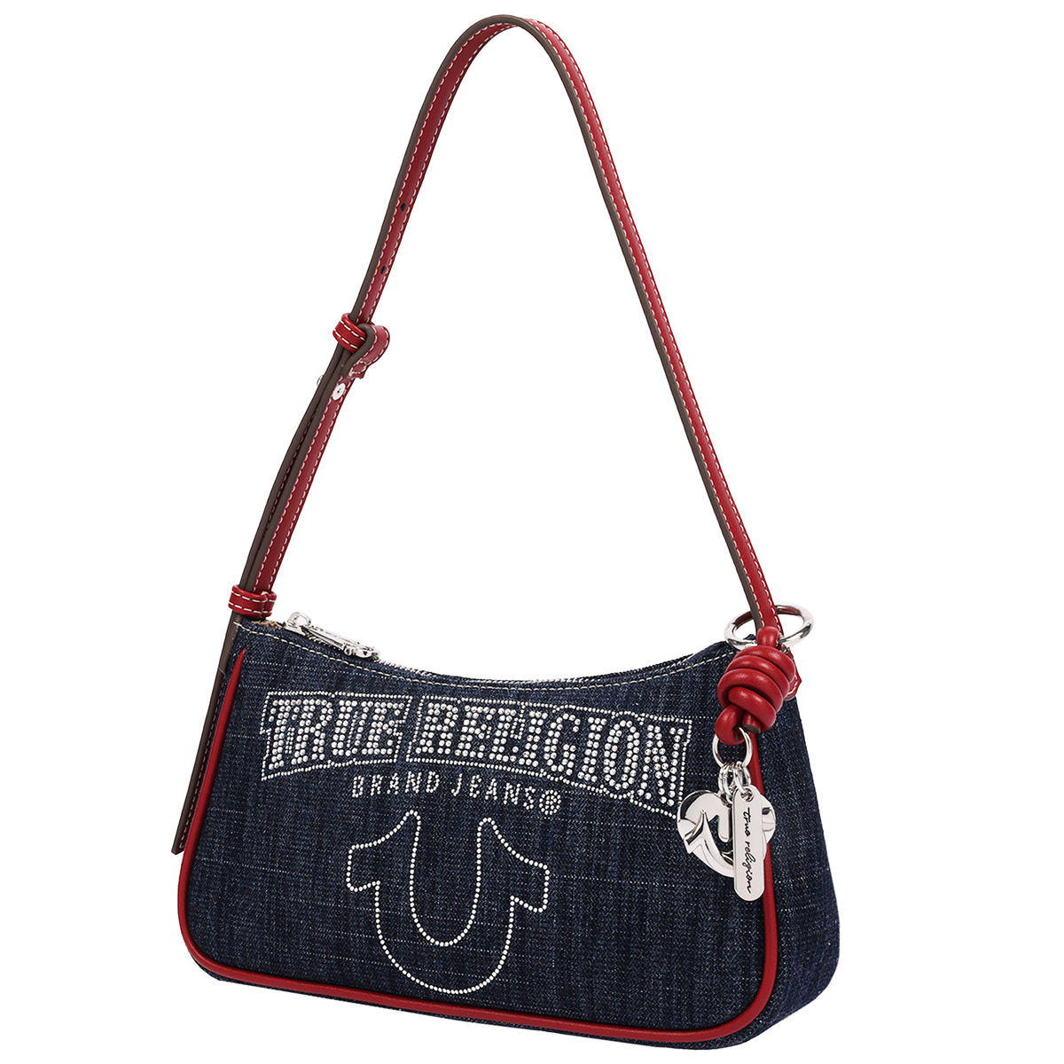 True Religion Bling Logo Denim Shoulder Bag