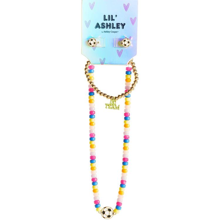 Kids Lil'' Ashley Multi-Color Bead & Soccer Ball Jewelry Set
