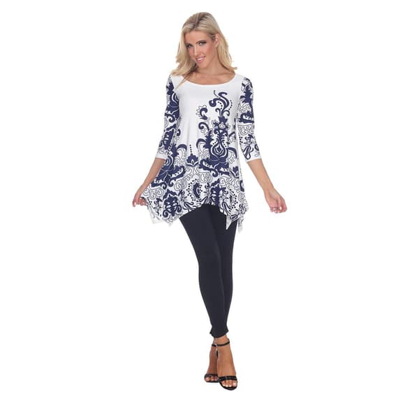 White Mark Yanette Boat Neck 3/4 Sleeves Tunic