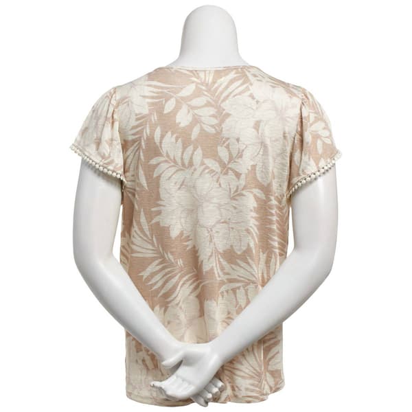 Plus Size French Laundry Cap Sleeve Crochet Trim Blouse