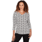 Petite Emaline Key Items 3/4 Sleeve Boat Neck Geometric Tee - image 1