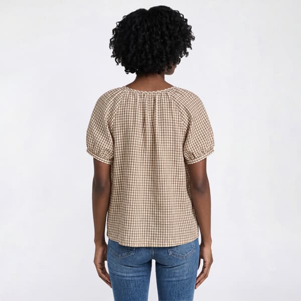 Womens Angels Forever Young Georgina Linen Slub Gingham Blouse