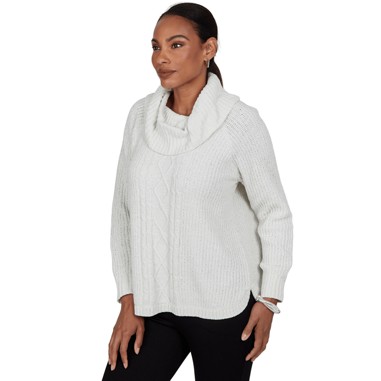 Petite Hearts of Palm Silver Linings Turtleneck Sweater