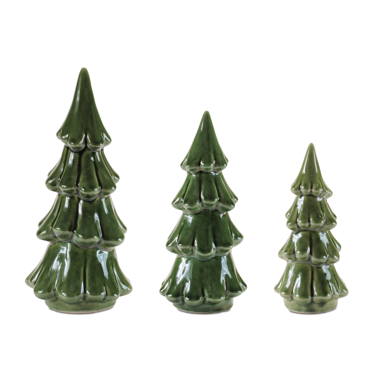 Melrose Scalloped Ceramic Pine Tree - Set of 3