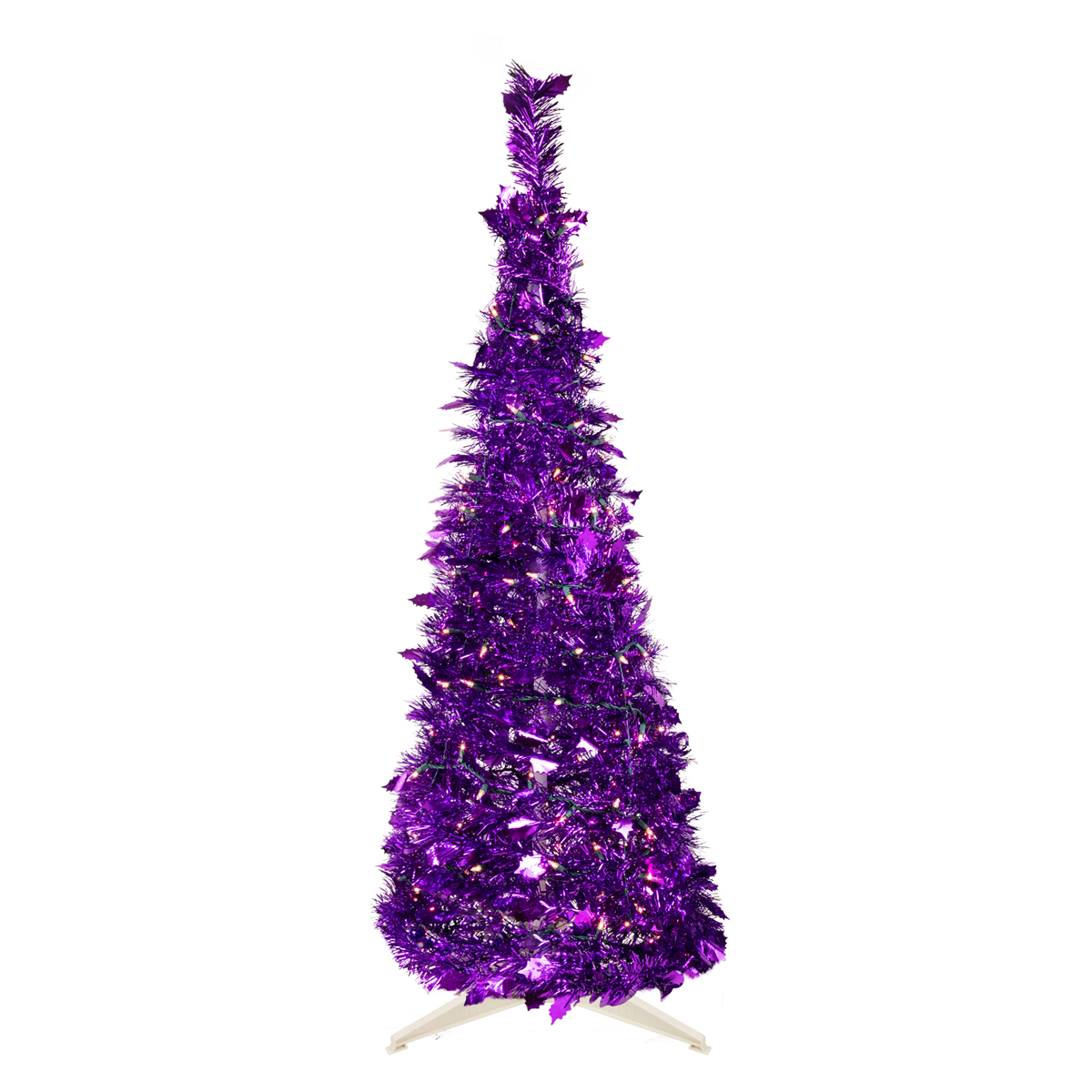 Northlight 6ft. Pre-Lit Purple Tinsel Pop-Up Christmas Tree