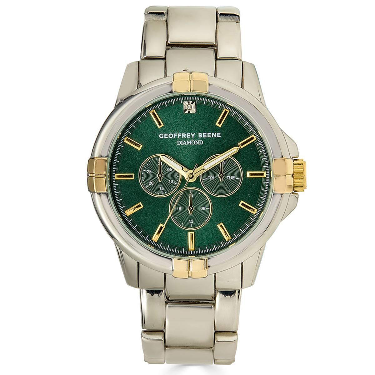 Mens Geoffrey Beene® Two-Tone Quad Bezel Diamond Watch...