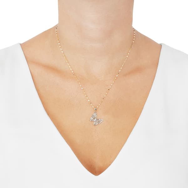 Gold Classics™ Yellow Gold w/ White Rhodium Butterfly Pendant