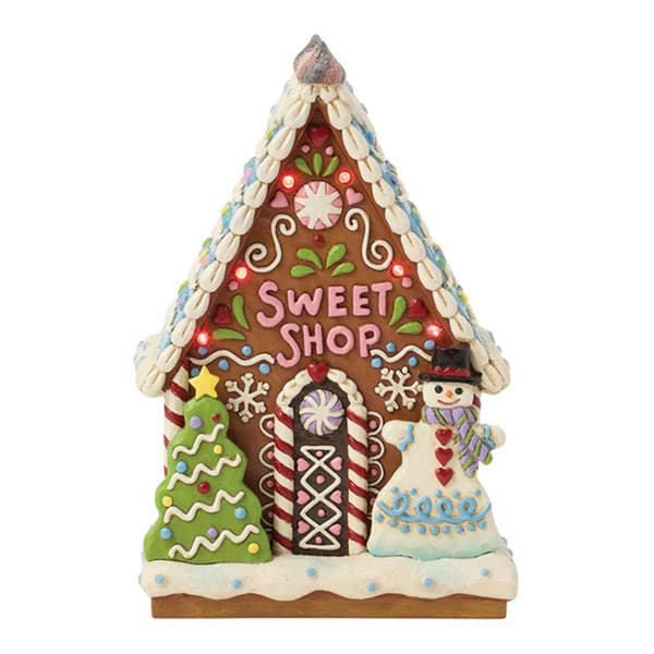 Jim Shore Gingerbread LED Sweet Shop Christmas Figurine