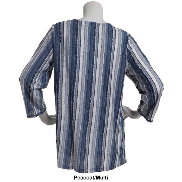 Petite Preswick & Moore&#174; 3/4 Sleeve Stripe Scoop Neck Blouse