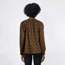 Womens Architect® Long Sleeve Floral Peasant Blouse - Cocoa