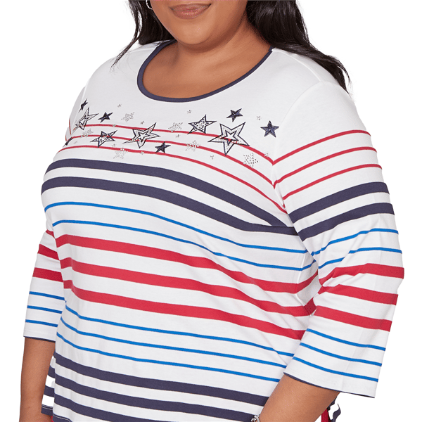 Plus Size Alfred Dunner Lady Liberty Americana Stripes Tee