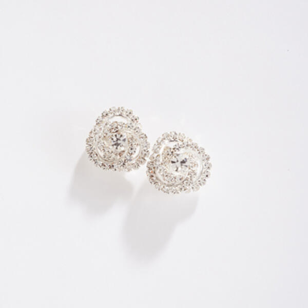 Rosa Rhinestones Knot Button Post Earrings - image 