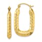 Gold Classics(tm) 10kt. Polished Textured Rectangle Hoop Earrings - image 1