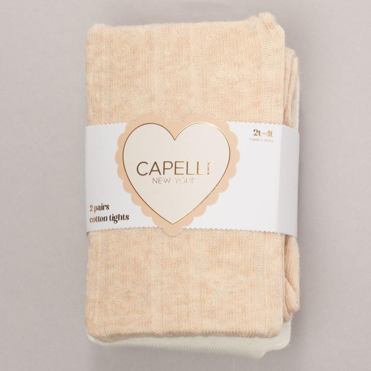 Baby Girl (12-24M) Capelli(R) New York 2pk Pointelle & Solid Tights