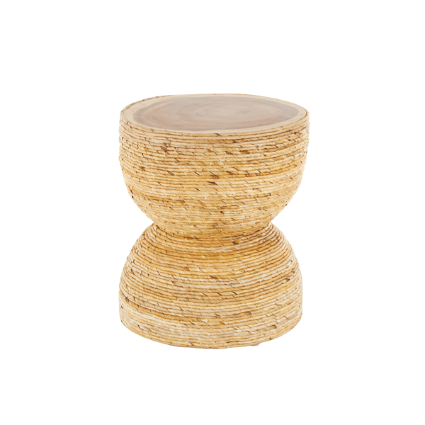 9th & Pike(R) Traditional Light Brown Banana Leaf Accent Table