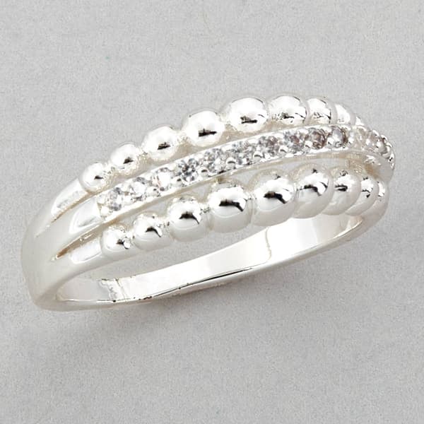 Ashley Cooper&#40;tm&#41; Faux Pearl Beaded Silver-Tone Ring w/ Pave - image 