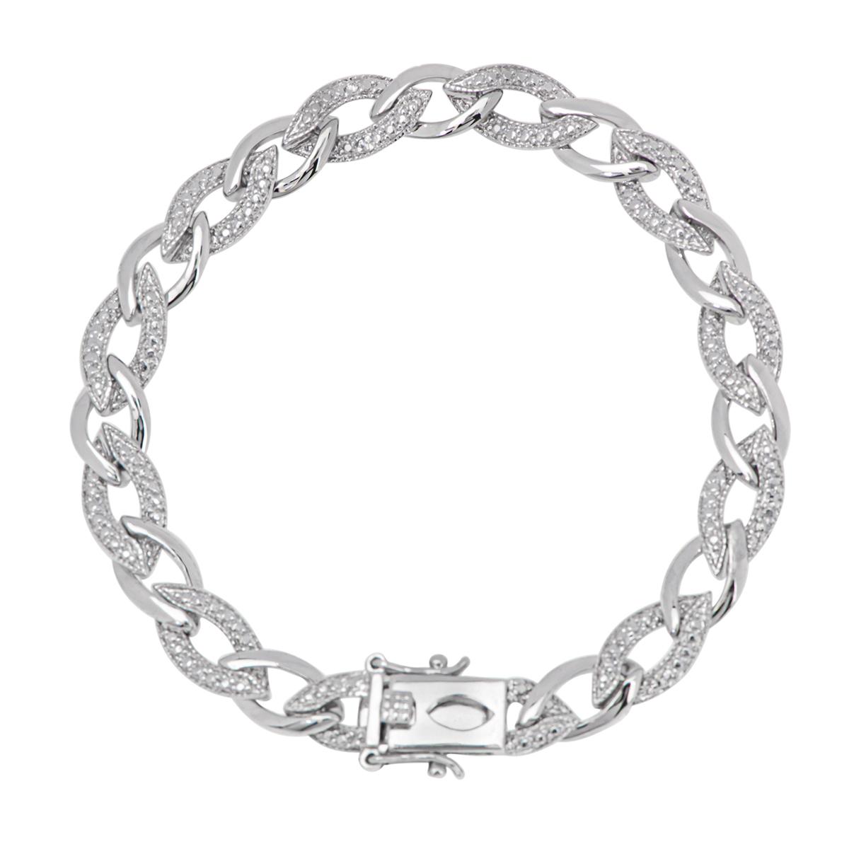 Gianni Argento Silver-Plated Diamond Accent Link Bracelet